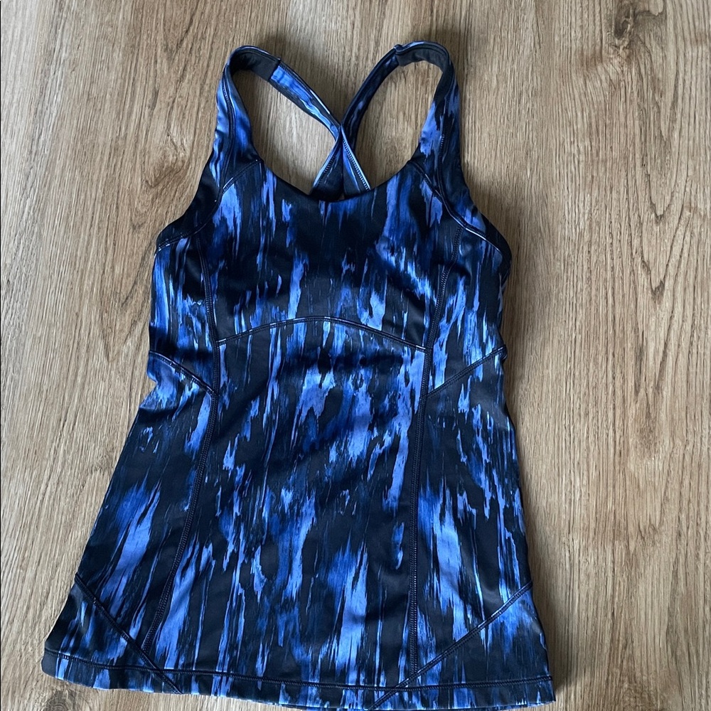 Women's Blue Patterned Racerback Tank Top